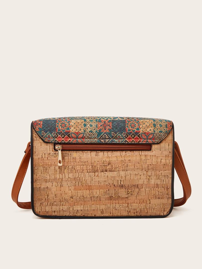 Eco-Friendly Cork Crossbody Bag | Vegan Boho Messenger Satchel | Floral, Geometric, Ethnic Patterns | Sustainable Women’s Purse Gift Idea