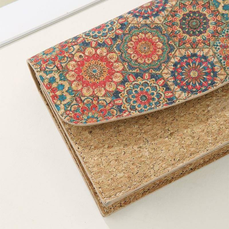 Luxury Cork Crossbody Clutch, Bohemian Purse, Vegan Handbag, Eco-Friendly Floral Bag, Womens Designer Shoulder Bag, Sustainable Fashion